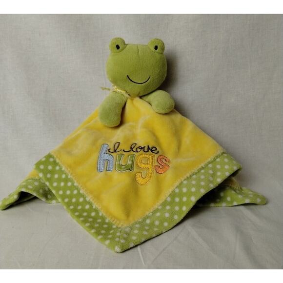 Carter’s Frog I Love Hugs Rattle Baby Blanky Security Blanket Lovey Soft Plush - Picture 1 of 6